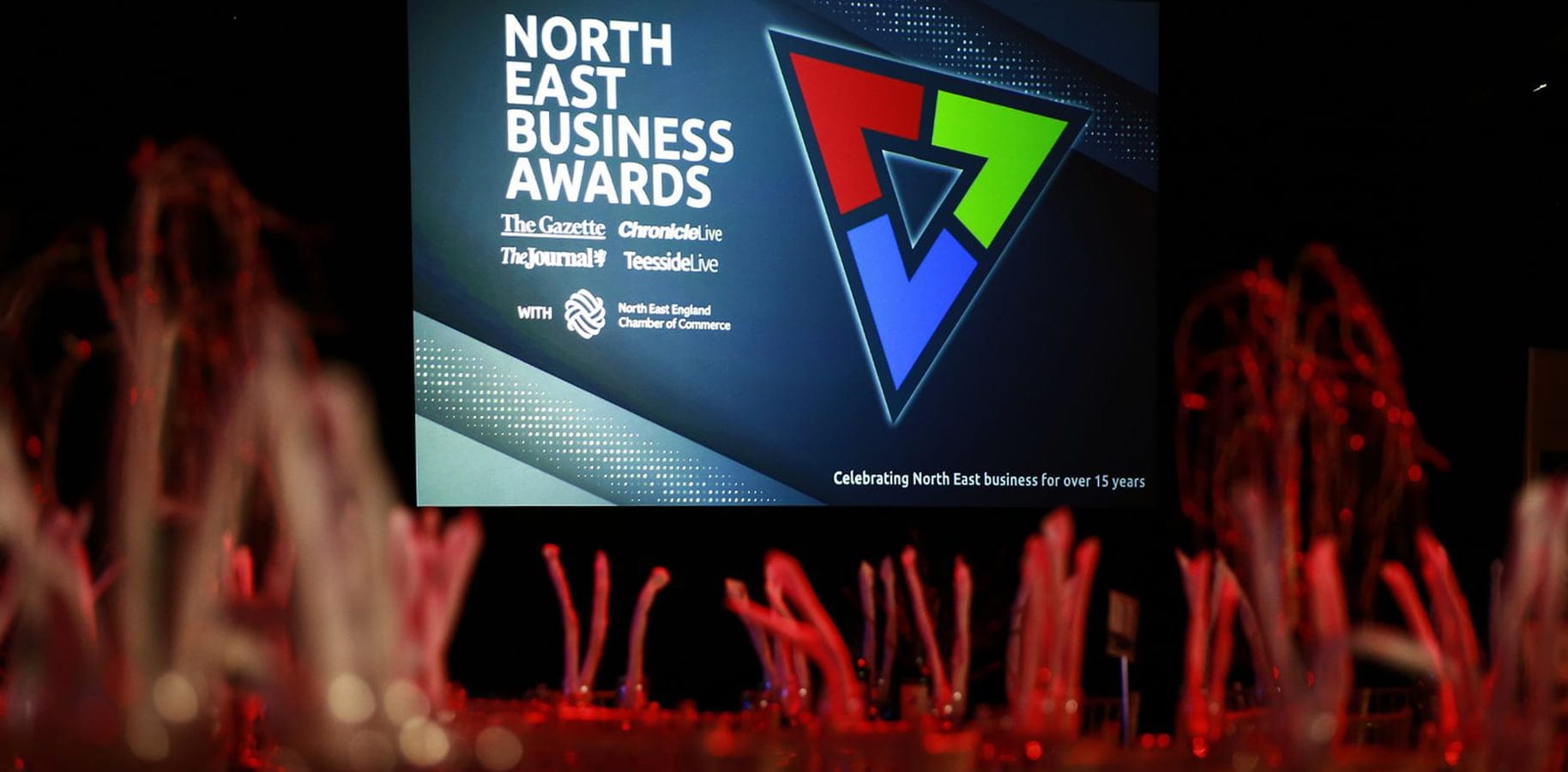 North East Business Awards logo shown on screen